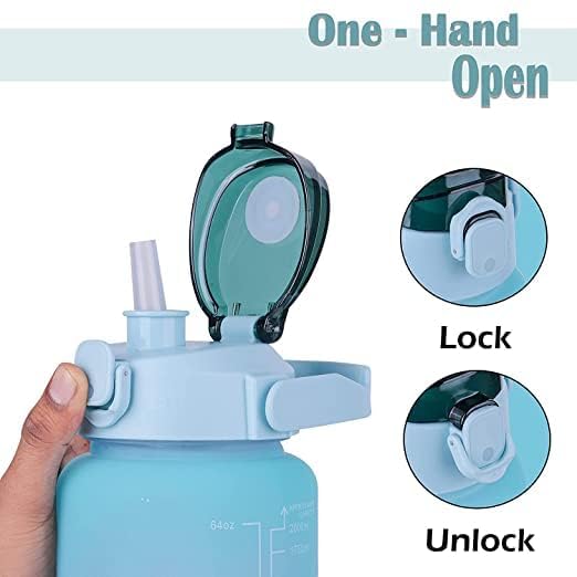 Gnanex Motivational Water Bottle Set of 3 Leakproof Durable Sipper Water bottle for office School Gallon Water bottle for gym Multicolor Set of 3 - Image 4