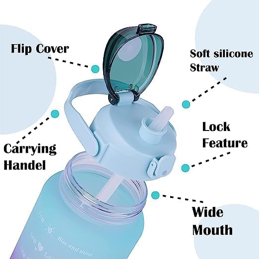 Gnanex Motivational Water Bottle Set of 3 Leakproof Durable Sipper Water bottle for office School Gallon Water bottle for gym Multicolor Set of 3 - Image 5