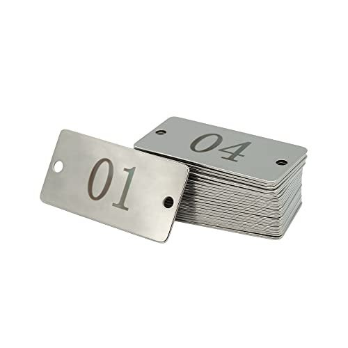 StayMax Stainless Steel Rectangle Numbered Tags with Two Holes 1 Inch x 2 Inch (1-25) - Image 3