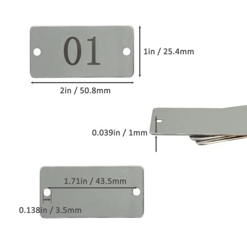 StayMax Stainless Steel Rectangle Numbered Tags with Two Holes 1 Inch x 2 Inch (1-25) - Image 2
