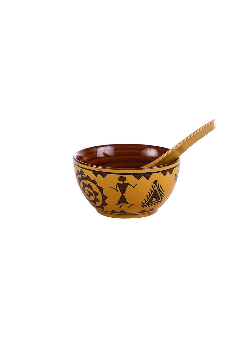 Caffeine Caffeine Ceramic Handmade Mustard Romani Dinner Set (37 pcs. Microwave Safe & Dishwasher Safe)  - Image 4
