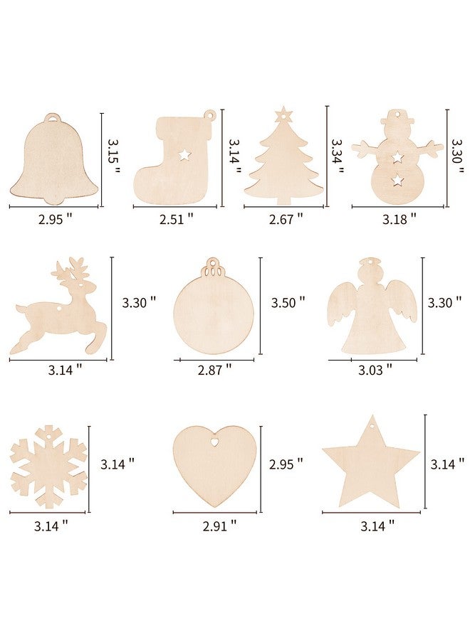 ماكس فن مجموعة من 100 قطعة من زينة عيد الميلاد الخشبية من ماكس فن، دوائر خشبية غير مكتملة ومثقوبة مسبقًا، مناسبة للحرف اليدوية وقطع مركزية وديكورات معلقة للعطلات في 10 أشكال - Image 3