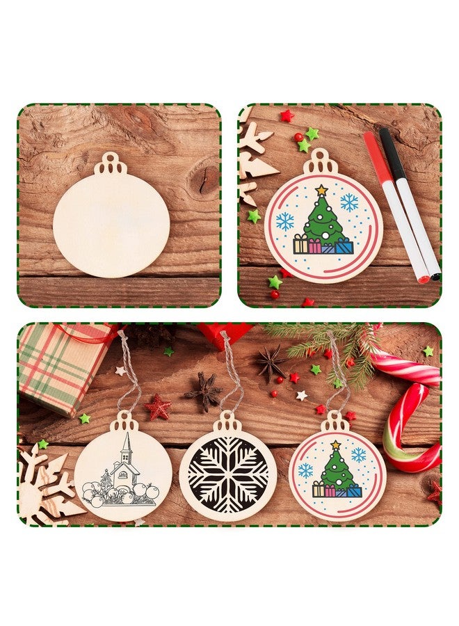 ماكس فن مجموعة من 100 قطعة من زينة عيد الميلاد الخشبية من ماكس فن، دوائر خشبية غير مكتملة ومثقوبة مسبقًا، مناسبة للحرف اليدوية وقطع مركزية وديكورات معلقة للعطلات في 10 أشكال - Image 4