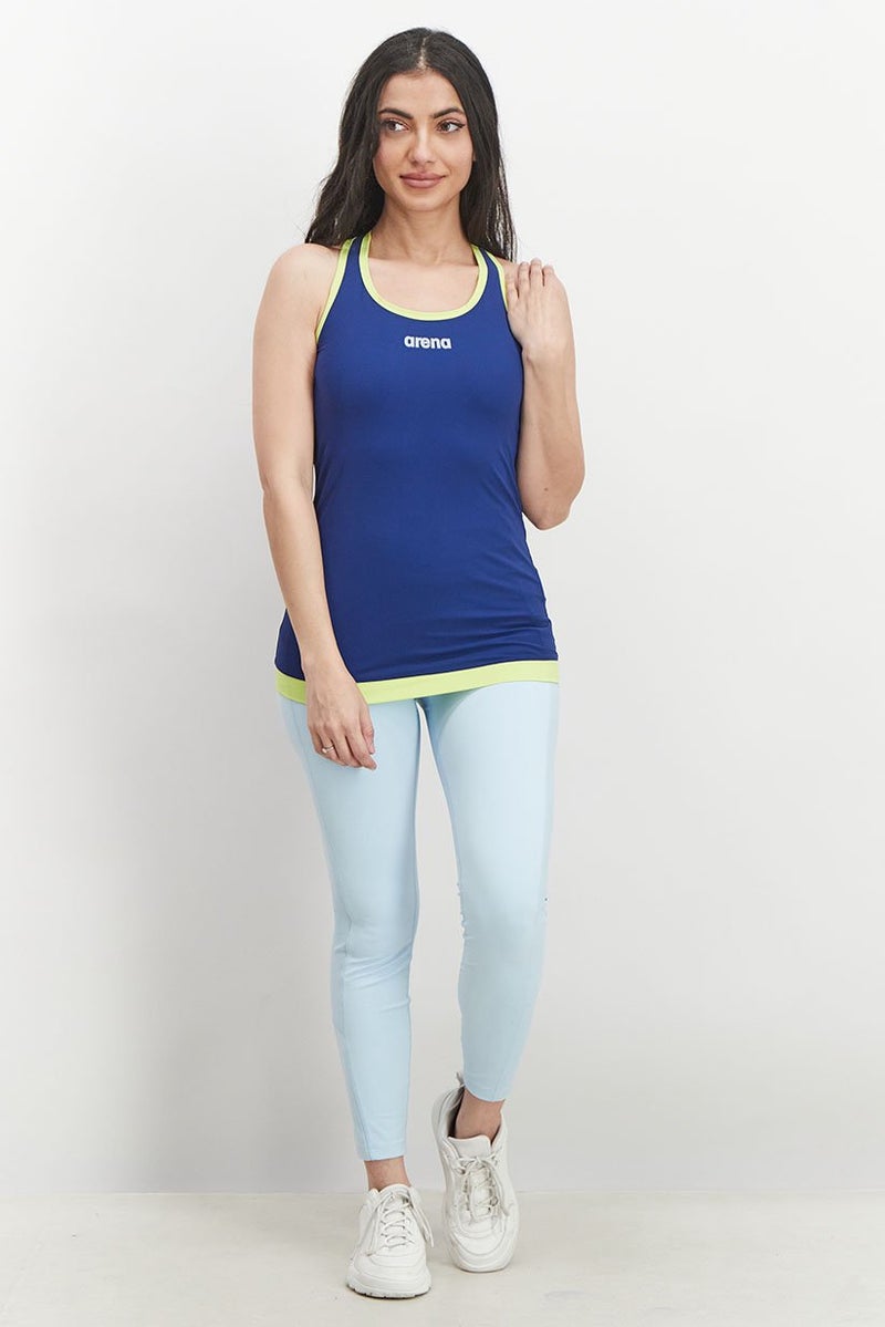 arena Women Brand Logo Sleeveless Swimwear Top, Navy - Image 2