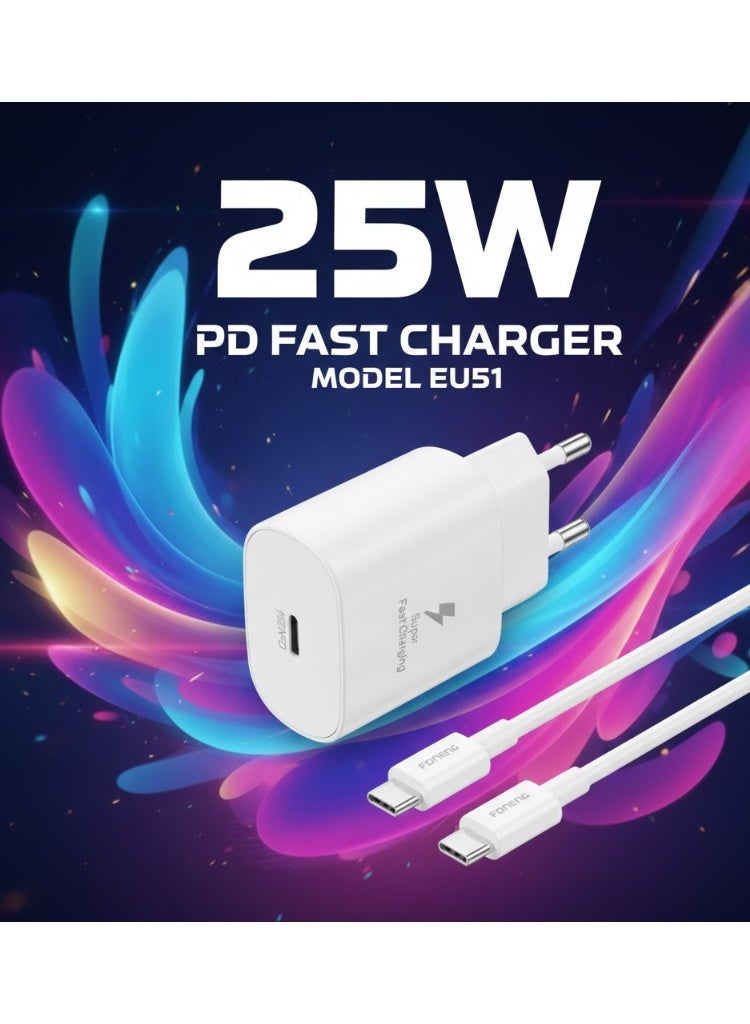 فونينج شاحنFONENG EU51 شحن سريع PD 25W‏ – تقنية GaN نيتريد الغاليوم – منفذ Type-C مع دعم بروتوكولات شحن متعددة وأمان ذكي - Image 5