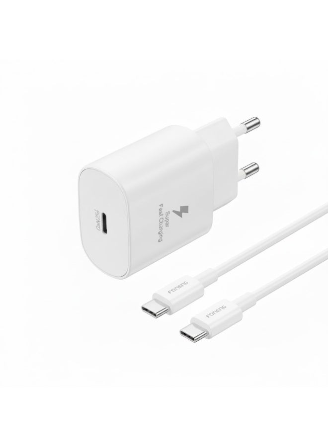 فونينج شاحنFONENG EU51 شحن سريع PD 25W‏ – تقنية GaN نيتريد الغاليوم – منفذ Type-C مع دعم بروتوكولات شحن متعددة وأمان ذكي - Image 1