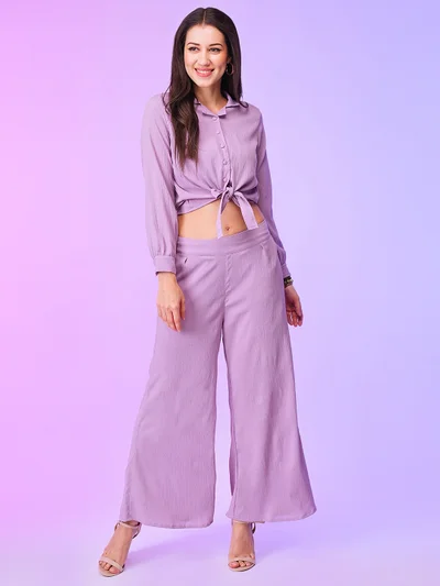 globus Women Front Tie Up Crop Top & Palazzos Co-Ords