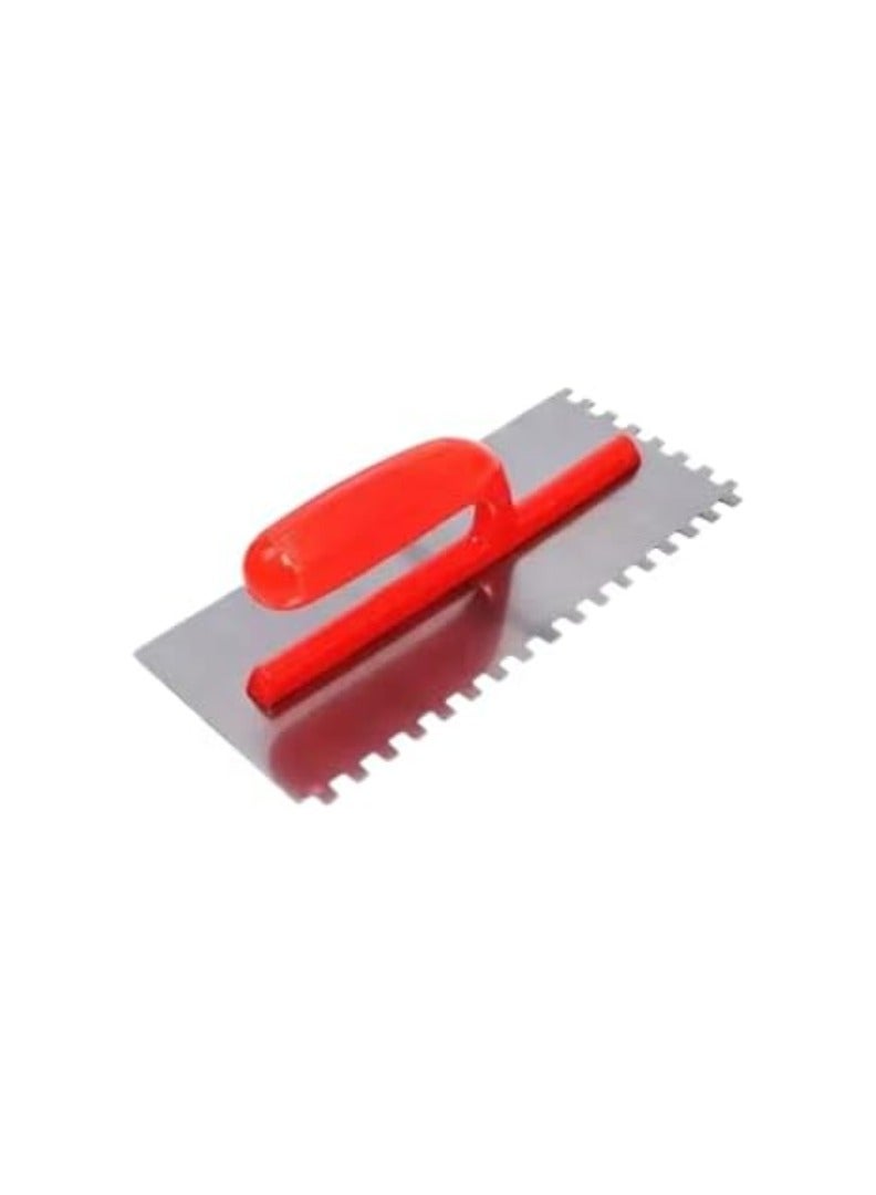 KNP KNP Type C Steel Plastering Trowel (Square Teeth) is a high-quality tool designed for efficient application of adhesives, plaster, and tile cement.  - Image 1