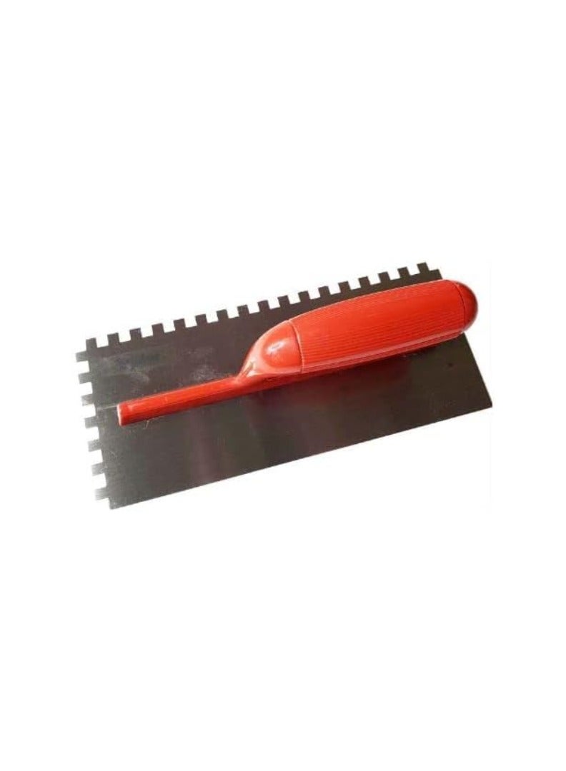 KNP KNP Type C Steel Plastering Trowel (Square Teeth) is a high-quality tool designed for efficient application of adhesives, plaster, and tile cement.  - Image 2