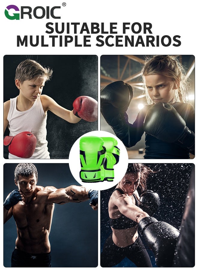 GROIC 12OZ Boxing Gloves PU Leather,Kickboxing MMA Sparring Training, Advanced TAKKA Closure, Padding, Punch Bags Speed Ball Focus Pads Workout (Green)  - Image 5