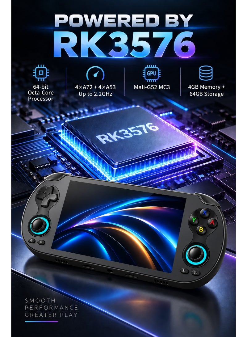 ANBERNIC RG VITA Pro Portable Handheld Gaming Console, 5.5-Inch FHD IPS Touchscreen, RK3576 Octa-Core, Android 14 & Linux 64-Bit, 4GB+64GB, 3D Hall Joysticks, Wi-Fi 6, Bluetooth 5.2, 5000mAh, Black - Image 3