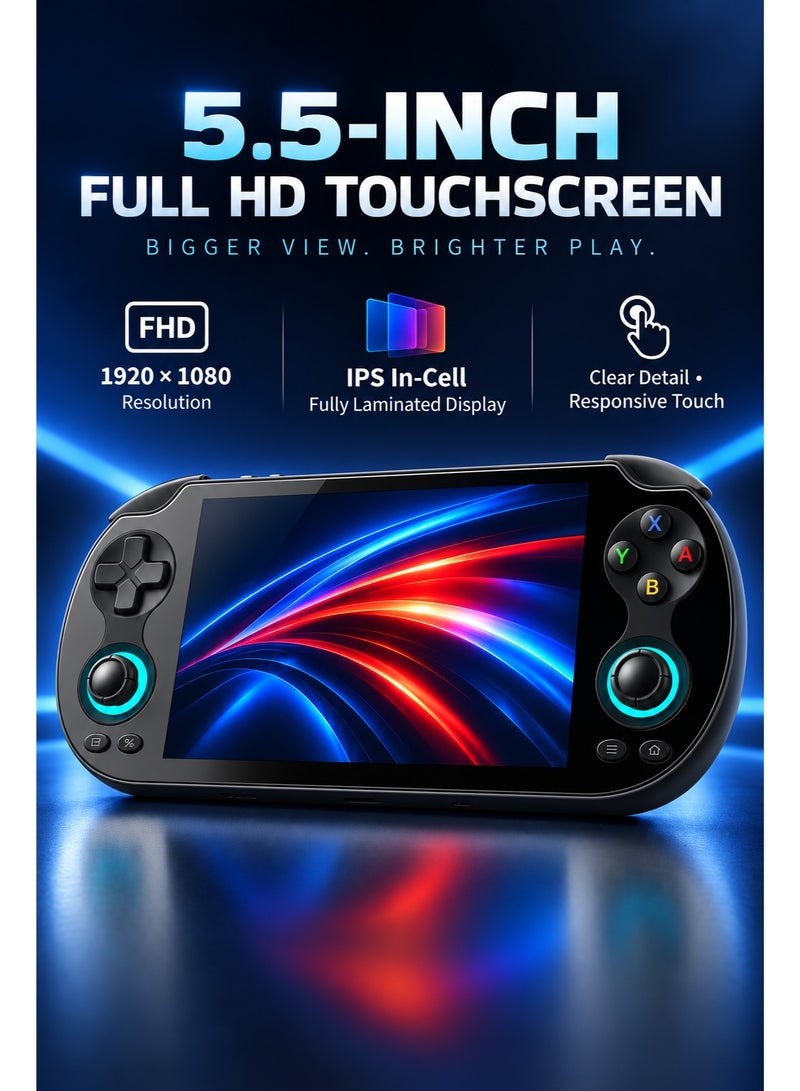 ANBERNIC RG VITA Pro Portable Handheld Gaming Console, 5.5-Inch FHD IPS Touchscreen, RK3576 Octa-Core, Android 14 & Linux 64-Bit, 4GB+64GB, 3D Hall Joysticks, Wi-Fi 6, Bluetooth 5.2, 5000mAh, Black - Image 2