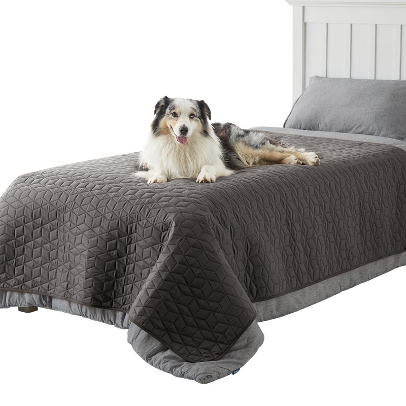 Bedsure 100% Waterproof Bed Cover for Dogs Washable - Non Slip Waterproof Dog Blanket for Bed, Lightweight Furniture Protector Durable for Pet Puppy with Non-Slip Bottom, Dark Grey, 68x82IN - Image 1