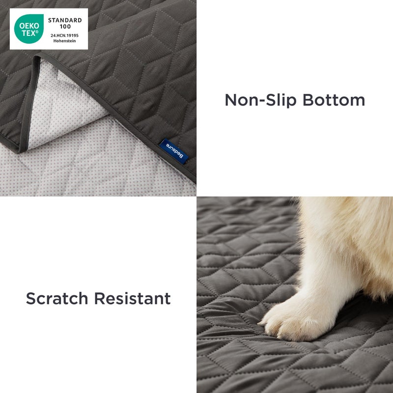 Bedsure 100% Waterproof Bed Cover for Dogs Washable - Non Slip Waterproof Dog Blanket for Bed, Lightweight Furniture Protector Durable for Pet Puppy with Non-Slip Bottom, Dark Grey, 68x82IN - Image 3