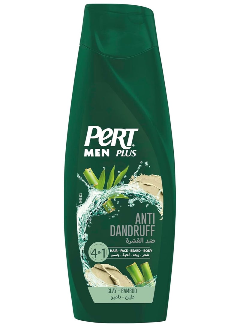 Pert Plus Men, Anti-Dandruf Shampoo with Clay & Bamboo, 4in1 for Hair, Face, Beard and Body, 360ml - Image 1