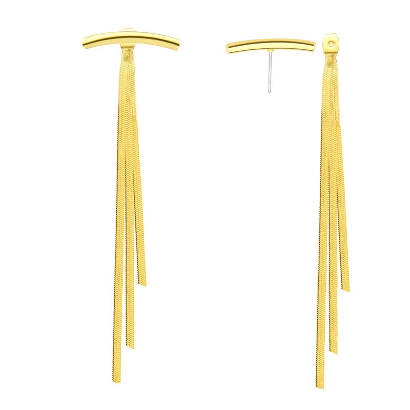 FUTIMELY Long Tassel Dangle Drop Earrings for Woman,Silver/Gold Punk Sleek Metal Chain Earrings Wedding Bridesmaid Jewelry (3:Gold) - Image 1
