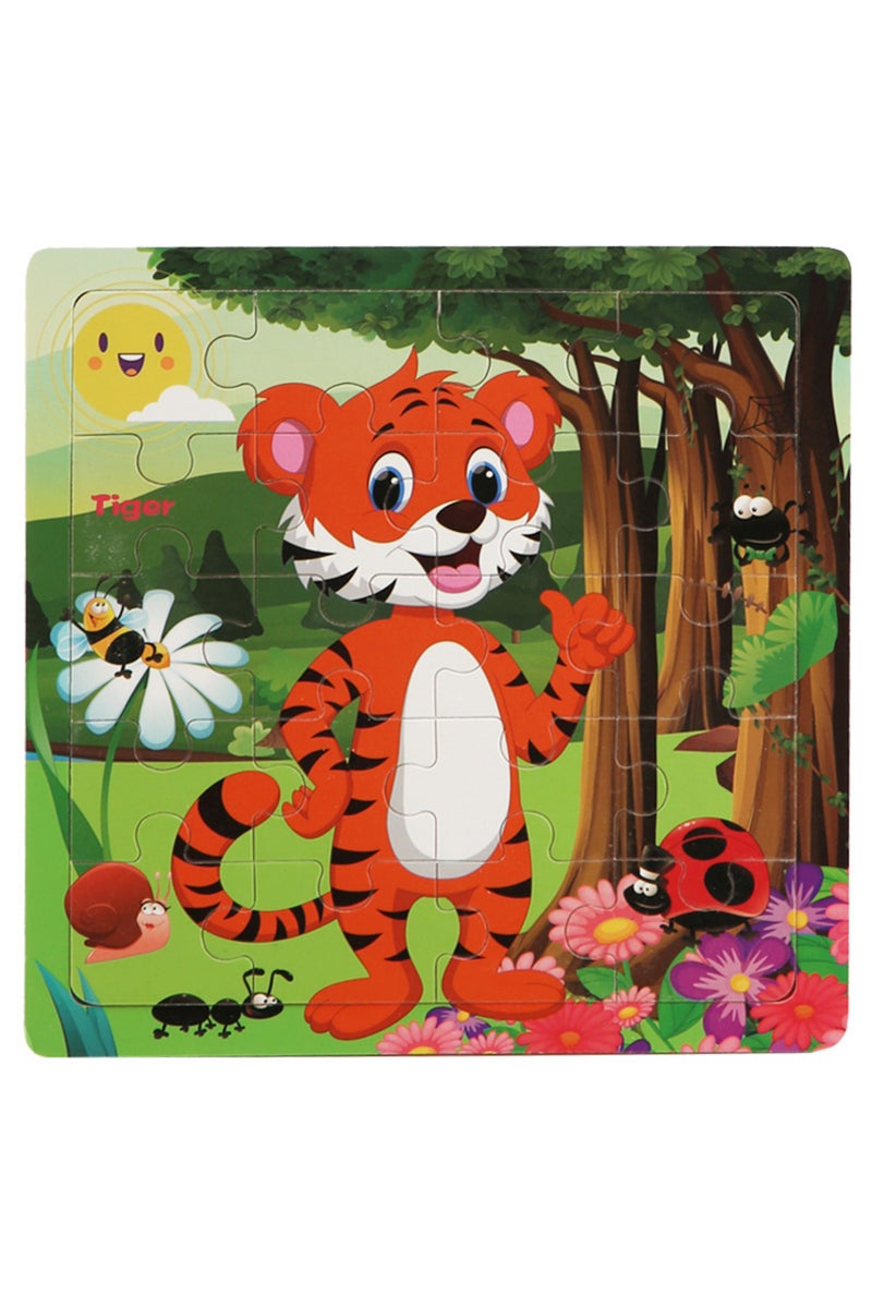 erorex Tiger New 20 Piece Wooden 3d Puzzle Cartoon Animal Vehicle Jigsaw Puzzle Montessori Educational Toys