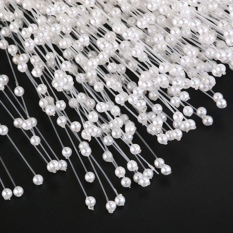 canjoyn 100 Stems Pearl Sticks Beading on Wire Stems for DIY Garland Bridal Wedding Pearl Bouquet Home Party Decor Craft (Golden) - Image 4