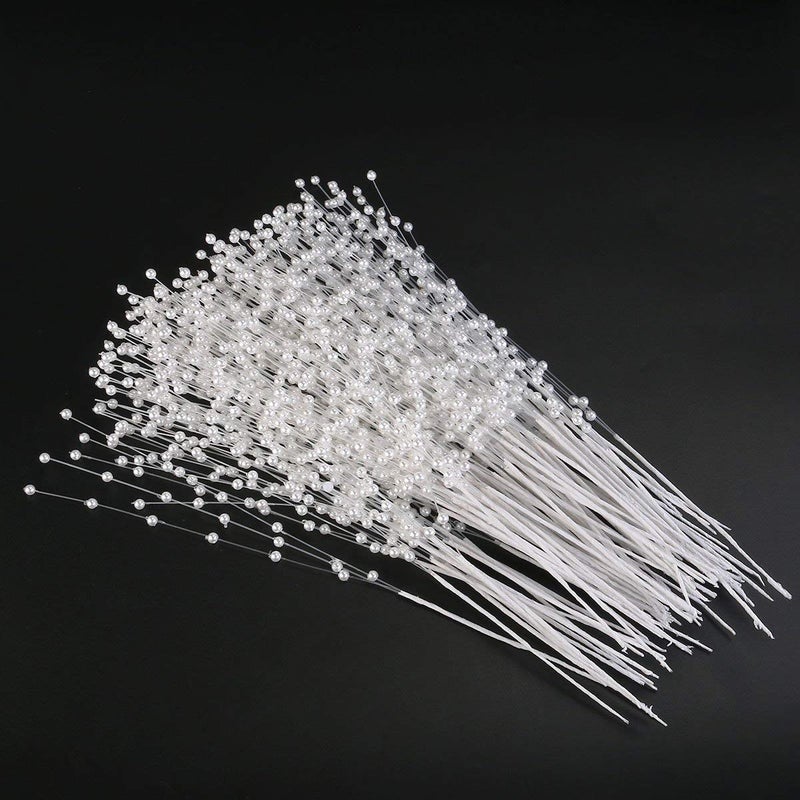 canjoyn 100 Stems Pearl Sticks Beading on Wire Stems for DIY Garland Bridal Wedding Pearl Bouquet Home Party Decor Craft (Golden) - Image 5