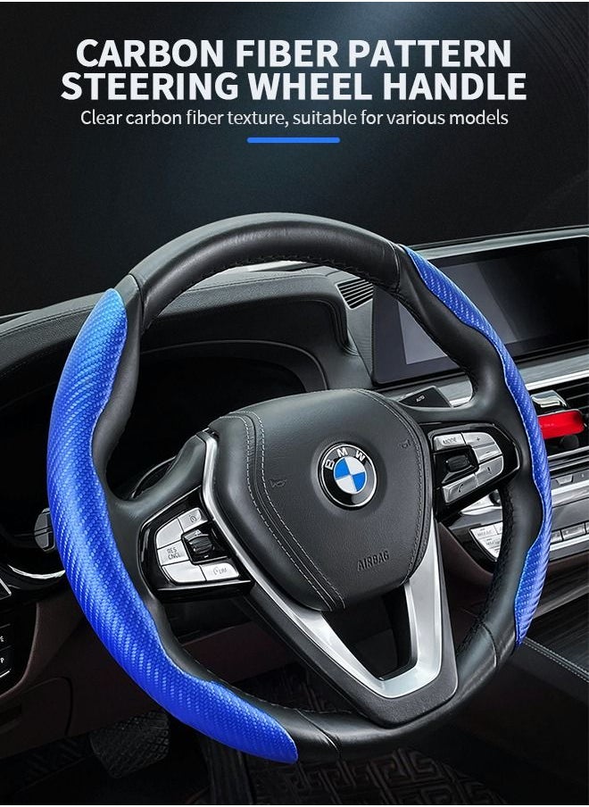 GROIC Steering Wheel Cover, Car Carbon Fiber Steering Wheel Cover for Safe and Non Slip Car Accessory, Universal Fit for 99% Cars for Men and Women (Glossy Blue)  - Image 2