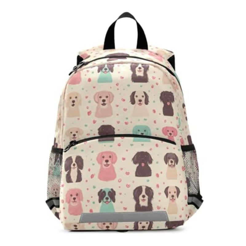 Toddler Backpack-Colorful Cute Dogs with Leash for Walking, Mini Backpacks with for 3 Years Above, Preschool Rucksack with Adjustable Strap, Boy Girl Travel Daypack - Image 1