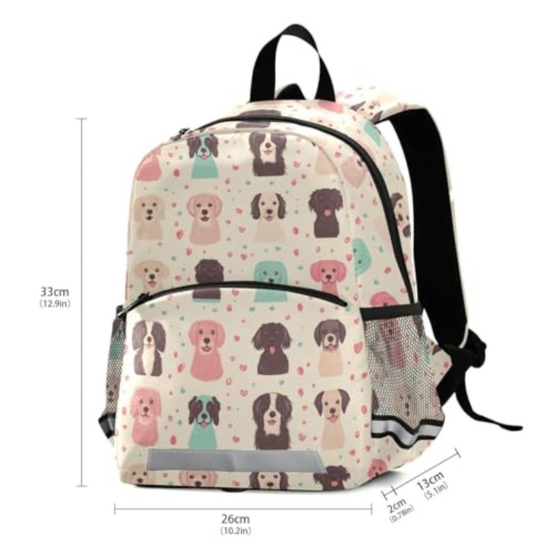 Toddler Backpack-Colorful Cute Dogs with Leash for Walking, Mini Backpacks with for 3 Years Above, Preschool Rucksack with Adjustable Strap, Boy Girl Travel Daypack - Image 3