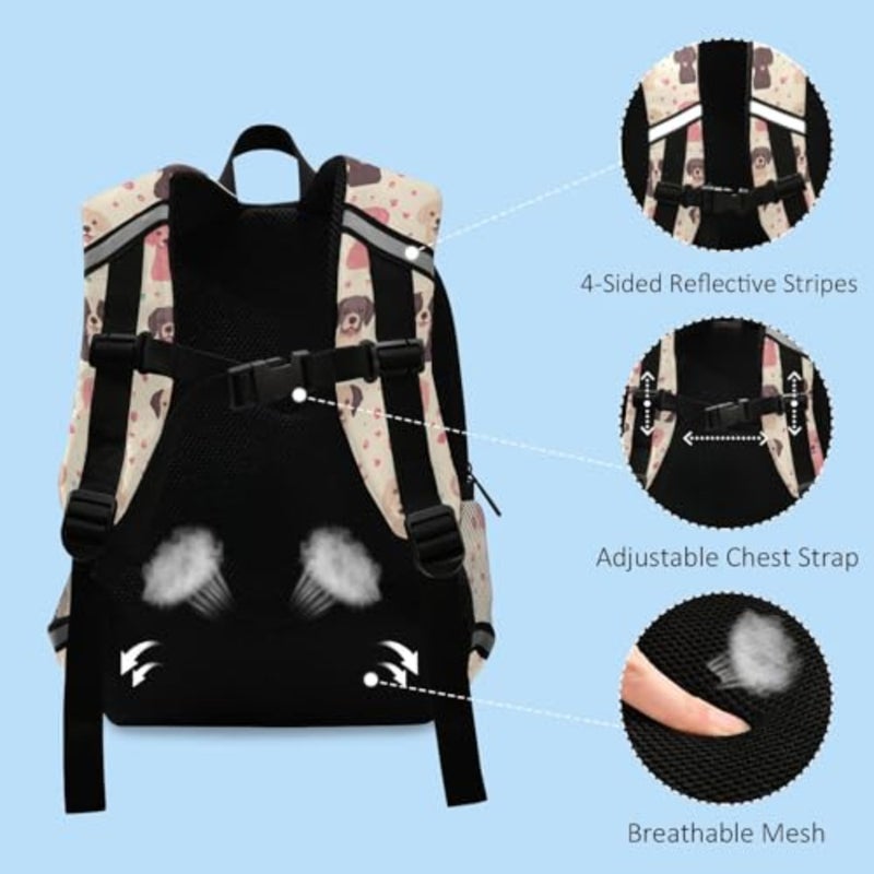 Toddler Backpack-Colorful Cute Dogs with Leash for Walking, Mini Backpacks with for 3 Years Above, Preschool Rucksack with Adjustable Strap, Boy Girl Travel Daypack - Image 4