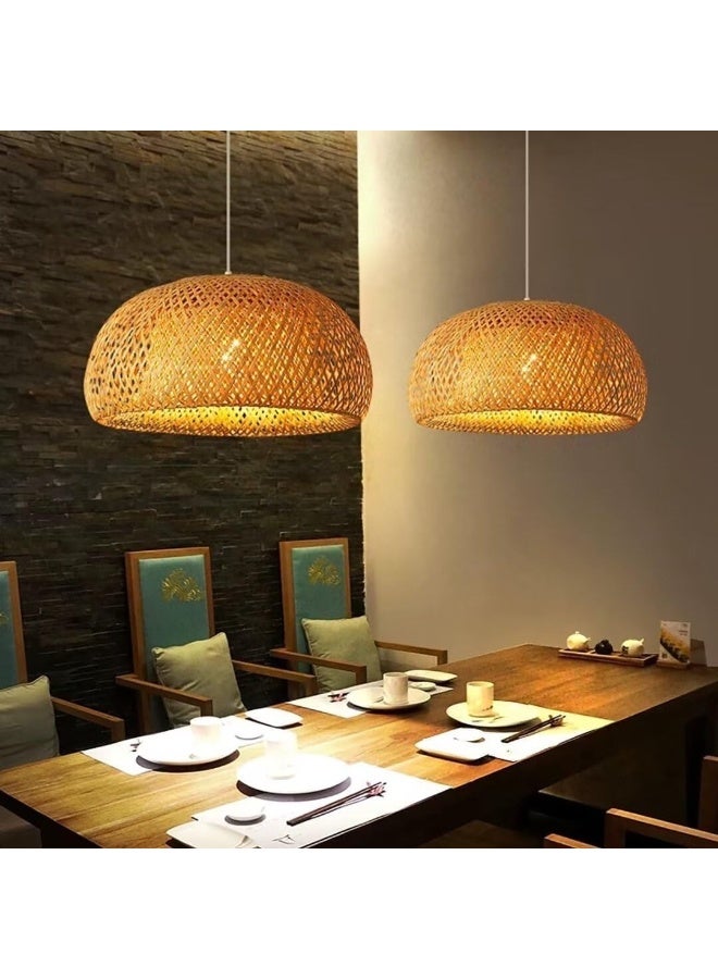 Rattan Pendant Light 40cm Bamboo Wicker Hanging Lamp Bird Nest Ceiling Light with Adjustable Cord for Living Room, Dining Room, Bedroom, Cafe Home Decor - Image 2