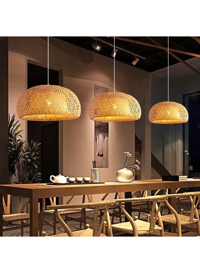 Rattan Pendant Light 40cm Bamboo Wicker Hanging Lamp Bird Nest Ceiling Light with Adjustable Cord for Living Room, Dining Room, Bedroom, Cafe Home Decor - Image 3