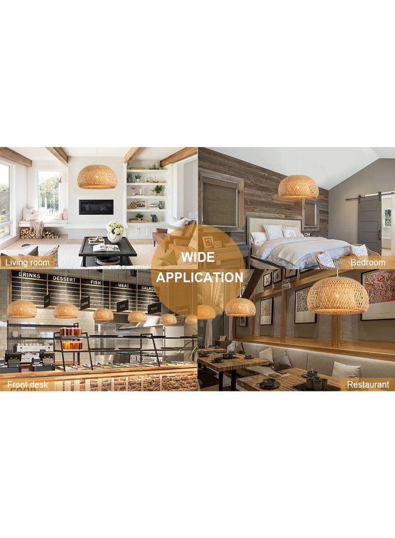 Rattan Pendant Light 40cm Bamboo Wicker Hanging Lamp Bird Nest Ceiling Light with Adjustable Cord for Living Room, Dining Room, Bedroom, Cafe Home Decor - Image 4