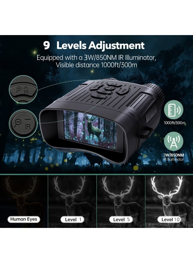 Generic Upgraded Night Vision Binoculars for Adults – 3.0 Inch HD Screen, 36MP Photo & 2.7K Video, 10X Digital Zoom, 9-Level IR Illuminator, 1000ft Range, Rechargeable Battery with 32GB Card - Image 3