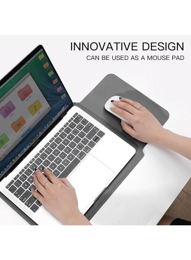 Excefore Laptop Sleeve Bag Protective Laptop Sleeve Compatible With Macbook 12 Inch Polyester Vertical Case With Pocket Pu Bag With Small Case Gray - Image 2