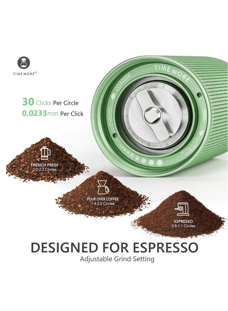 Chestnut C3 ESP Hand Coffee Grinder, Manual Coffee Hand Grinder Capacity 25g with CNC Stainless Steel Conical Burr, Internal Adjustable Setting, Double Bearing Positioning for Travel, Camping (Green) - Image 3