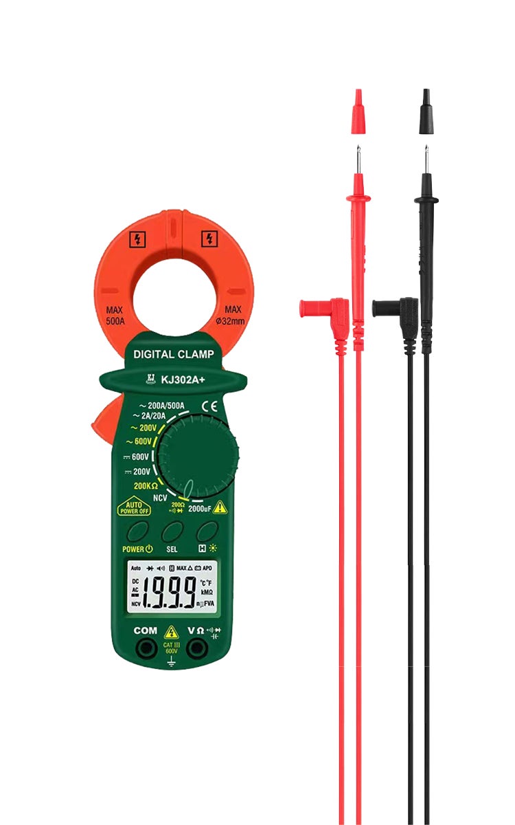 kashemano Compact digital clamp meter, DC, 600V, 500A, plastic, green,Digital Display 1999 - Image 1