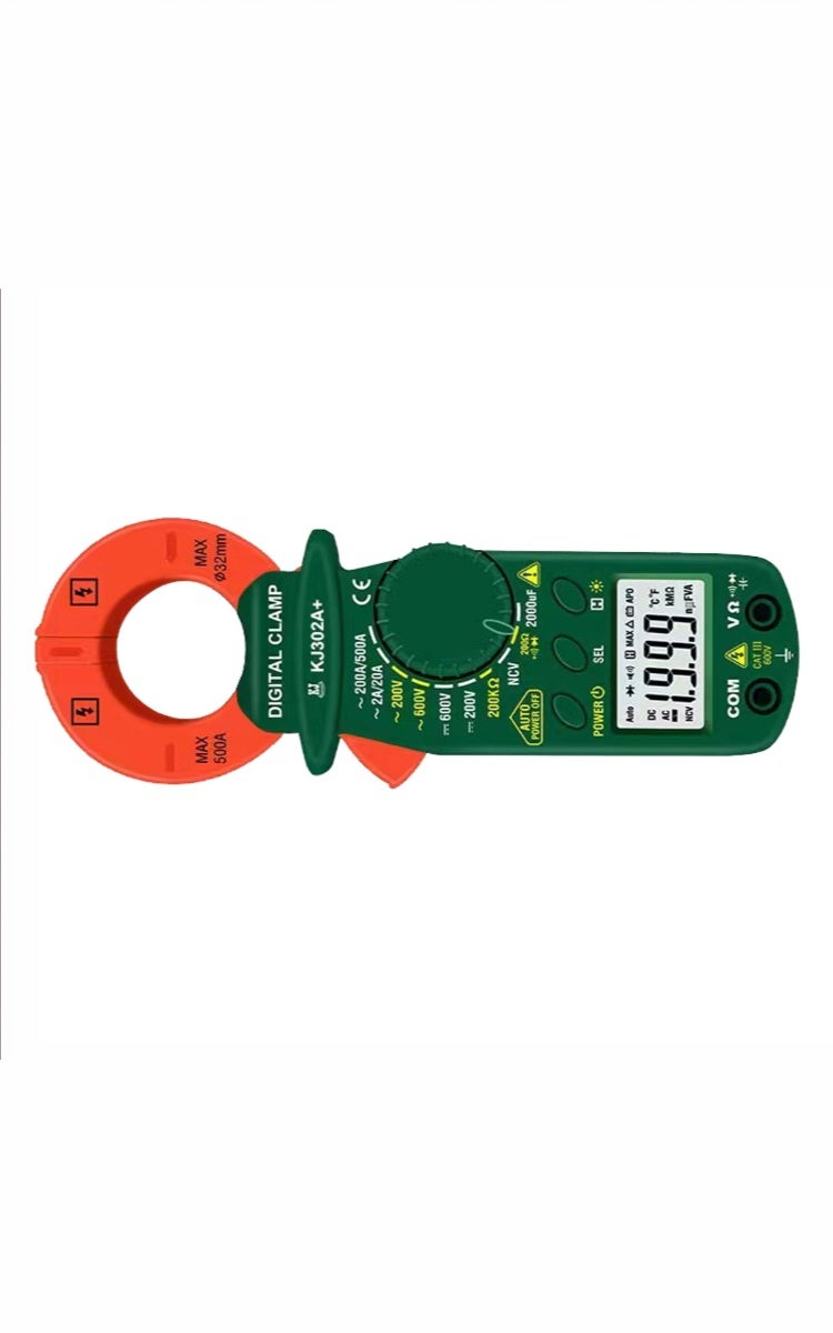 kashemano Compact digital clamp meter, DC, 600V, 500A, plastic, green,Digital Display 1999 - Image 5