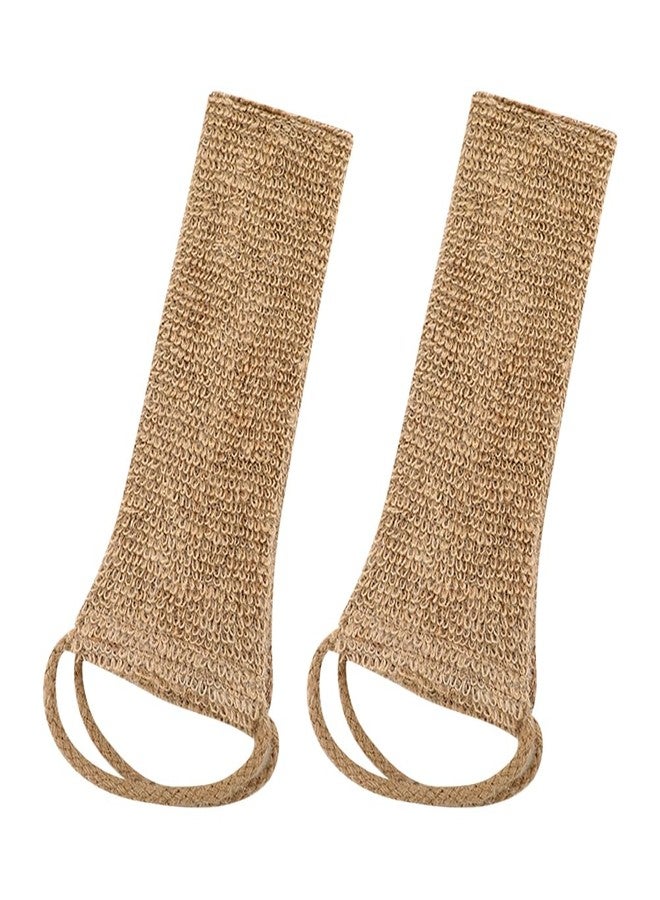 GSHLLO 2 Pcs Natural Jute Exfoliating Back Scrubber Body Exfoliator Washcloth Deep Cleansing Bath Scrubbers Dead Skin Remove Wash Cloth Extra Rough Shower Tools with Handles for Workers Athletes - Image 1