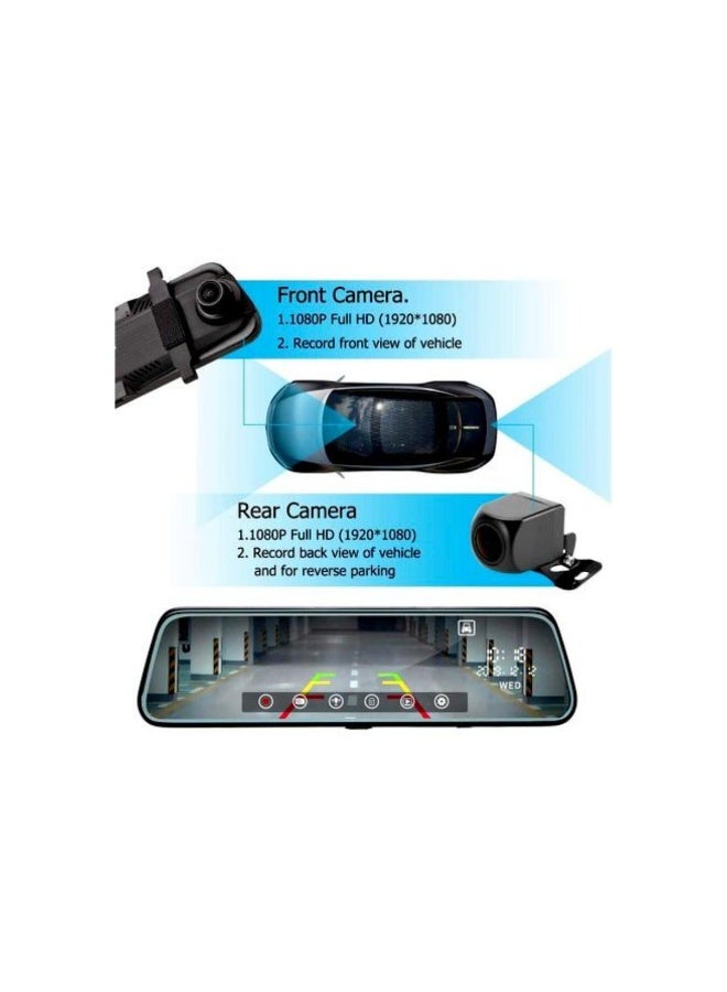 Tradeo 10-Inch Full Screen 1080P Dual Dash Cam Mirror - Enhanced Night Vision & Touch Control - Image 4