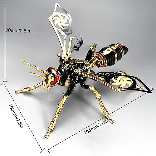 OreilleStar 3D Metal Puzzles for Adults, Mechanical Wasp Model Kits Building Blocks, The Northern Giant Hornet, Difficult DIY for Assembly, Birthday Gifts for Men - Image 2