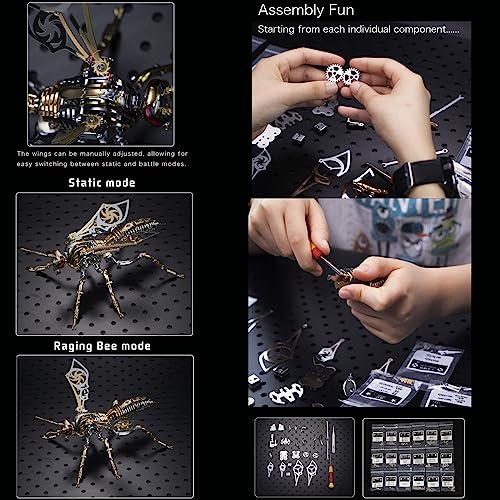 OreilleStar 3D Metal Puzzles for Adults, Mechanical Wasp Model Kits Building Blocks, The Northern Giant Hornet, Difficult DIY for Assembly, Birthday Gifts for Men - Image 5
