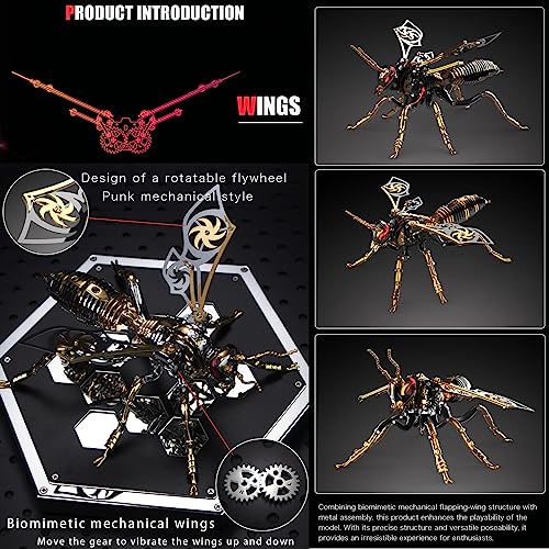OreilleStar 3D Metal Puzzles for Adults, Mechanical Wasp Model Kits Building Blocks, The Northern Giant Hornet, Difficult DIY for Assembly, Birthday Gifts for Men - Image 3