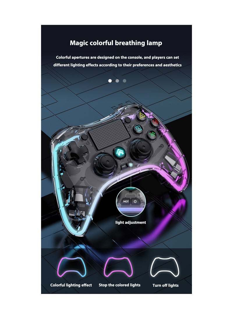 Lommyka - DualShock 4 Wireless Controller Bluetooth For Sony PlayStation 4 Multiple Connections Compatible With PS3 PS4 PS5 Switch PC Android IOS And Other Platforms RGB Ambient Light Controller  Black - Image 1