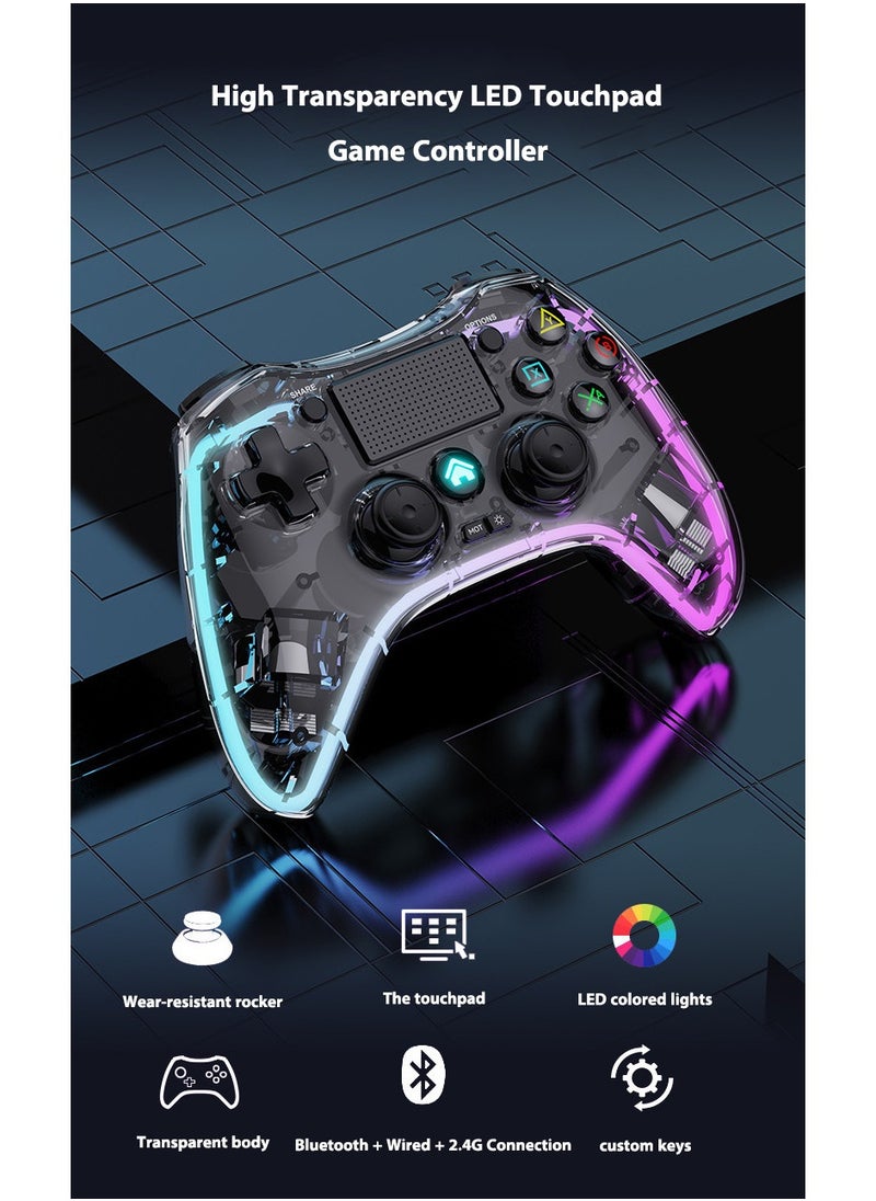 Lommyka - DualShock 4 Wireless Controller Bluetooth For Sony PlayStation 4 Multiple Connections Compatible With PS3 PS4 PS5 Switch PC Android IOS And Other Platforms RGB Ambient Light Controller  Black - Image 1