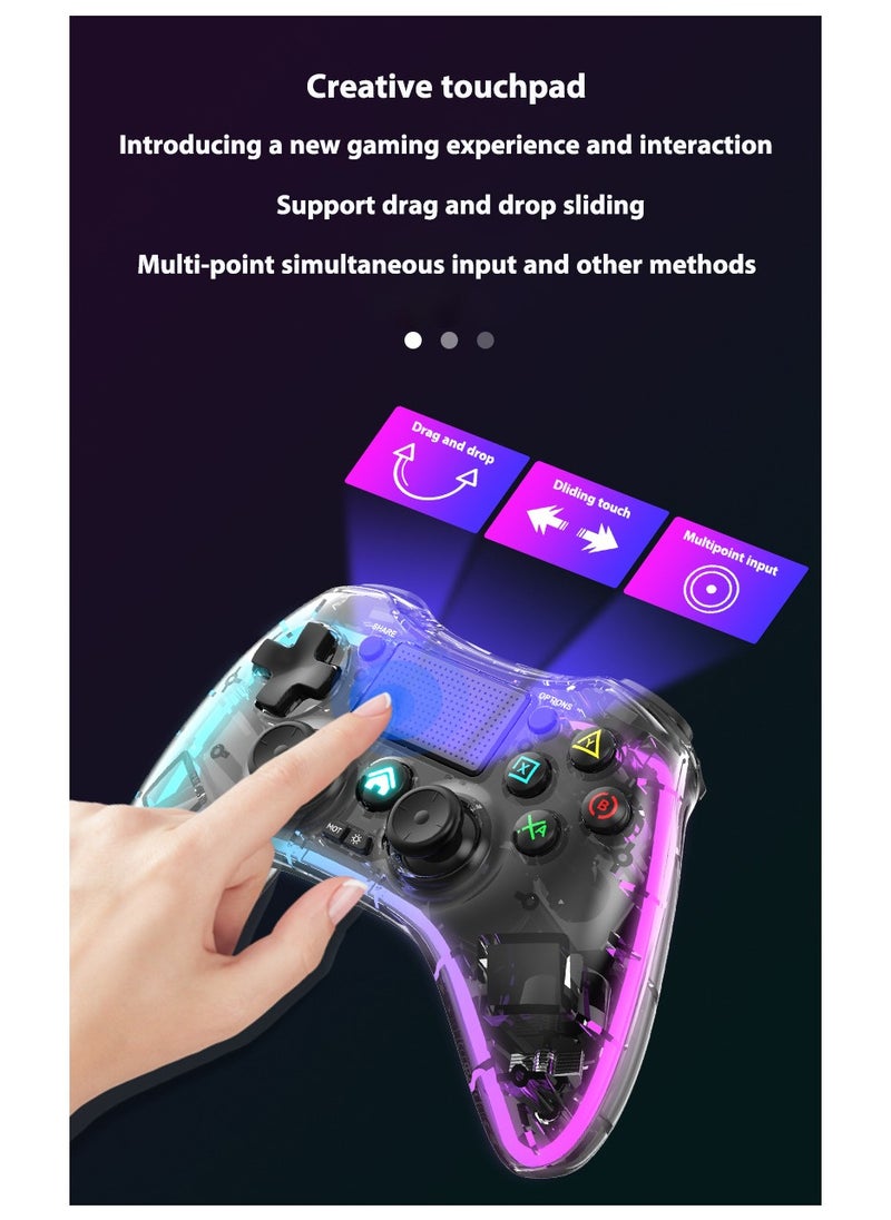 Lommyka - DualShock 4 Wireless Controller Bluetooth For Sony PlayStation 4 Multiple Connections Compatible With PS3 PS4 PS5 Switch PC Android IOS And Other Platforms RGB Ambient Light Controller  Black - Image 1