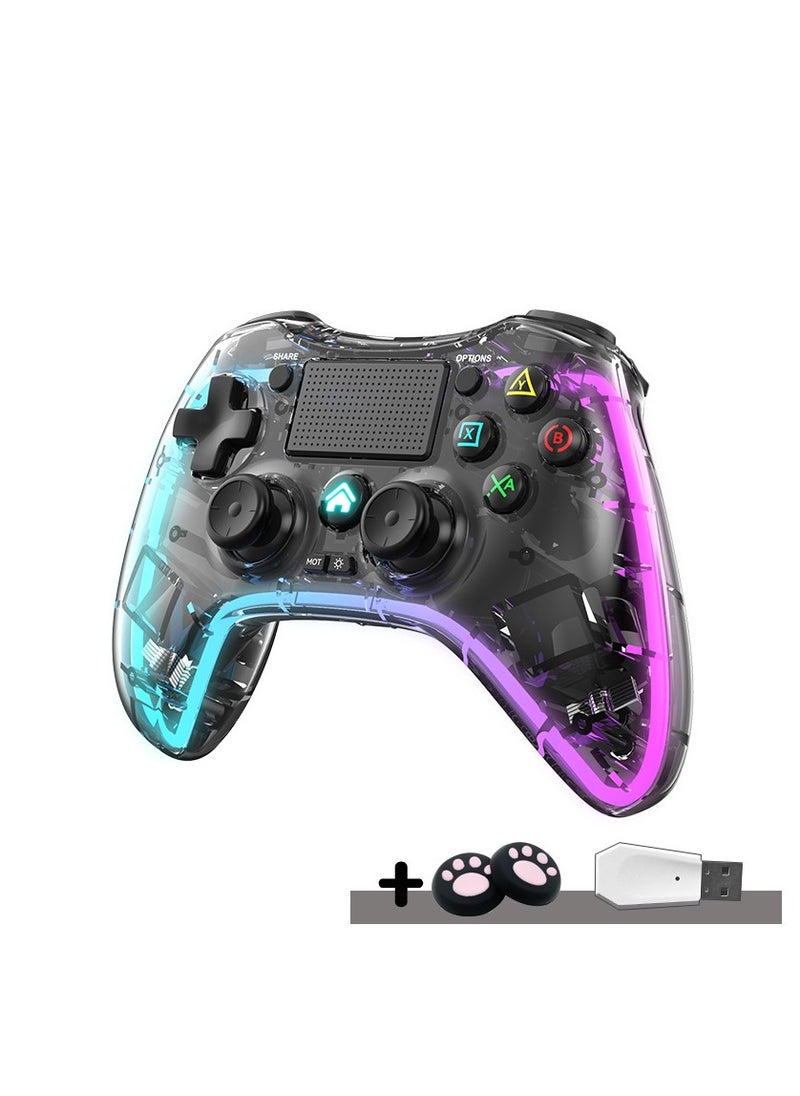 Lommyka - DualShock 4 Wireless Controller Bluetooth For Sony PlayStation 4 Multiple Connections Compatible With PS3 PS4 PS5 Switch PC Android IOS And Other Platforms RGB Ambient Light Controller  Black - Image 1