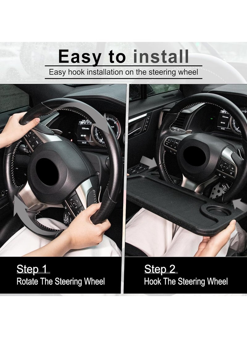 Bukela Car Steering Wheel Desk for Laptop, Multipurpose Travel Car Accessories, Car Seat Stand Trays for Eating, Steering Wheel Under Table Console(Black) - Image 5