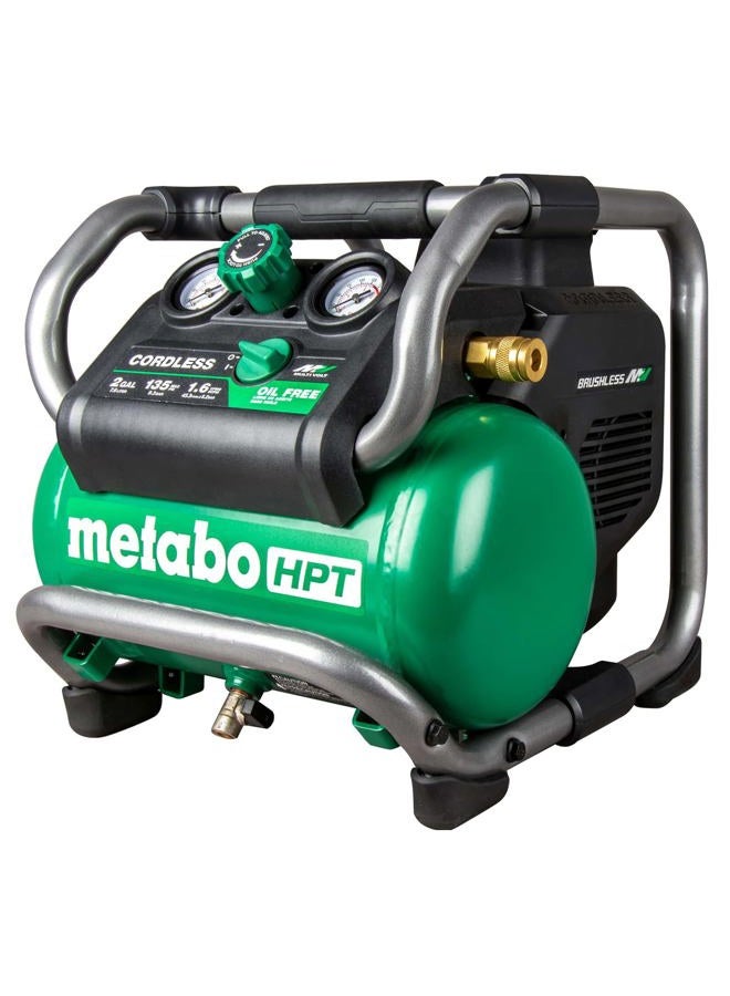 Metabo HPT ضاغط هواء لاسلكي متعدد الفولت 36 فولت | أداة فقط، بدون بطارية | محرك بدون فرشاة | 135 PSI كحد أقصى | سعة 2 جالون | 27.3 رطل | محول تيار متردد اختياري | EC36DAQ4 أخضر - Image 1