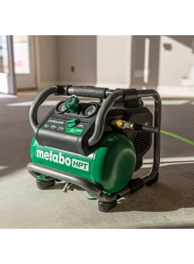 Metabo HPT ضاغط هواء لاسلكي متعدد الفولت 36 فولت | أداة فقط، بدون بطارية | محرك بدون فرشاة | 135 PSI كحد أقصى | سعة 2 جالون | 27.3 رطل | محول تيار متردد اختياري | EC36DAQ4 أخضر - Image 2