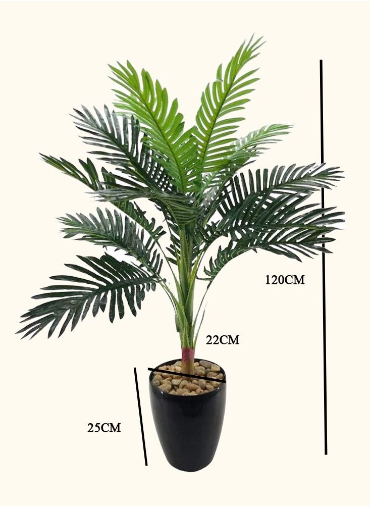 DRAMA HOME - Artificial Ornamental Palm Tree in Pot Green/BLACK 120 cm - Image 1
