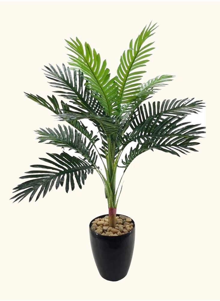 DRAMA HOME - Artificial Ornamental Palm Tree in Pot Green/BLACK 120 cm - Image 1