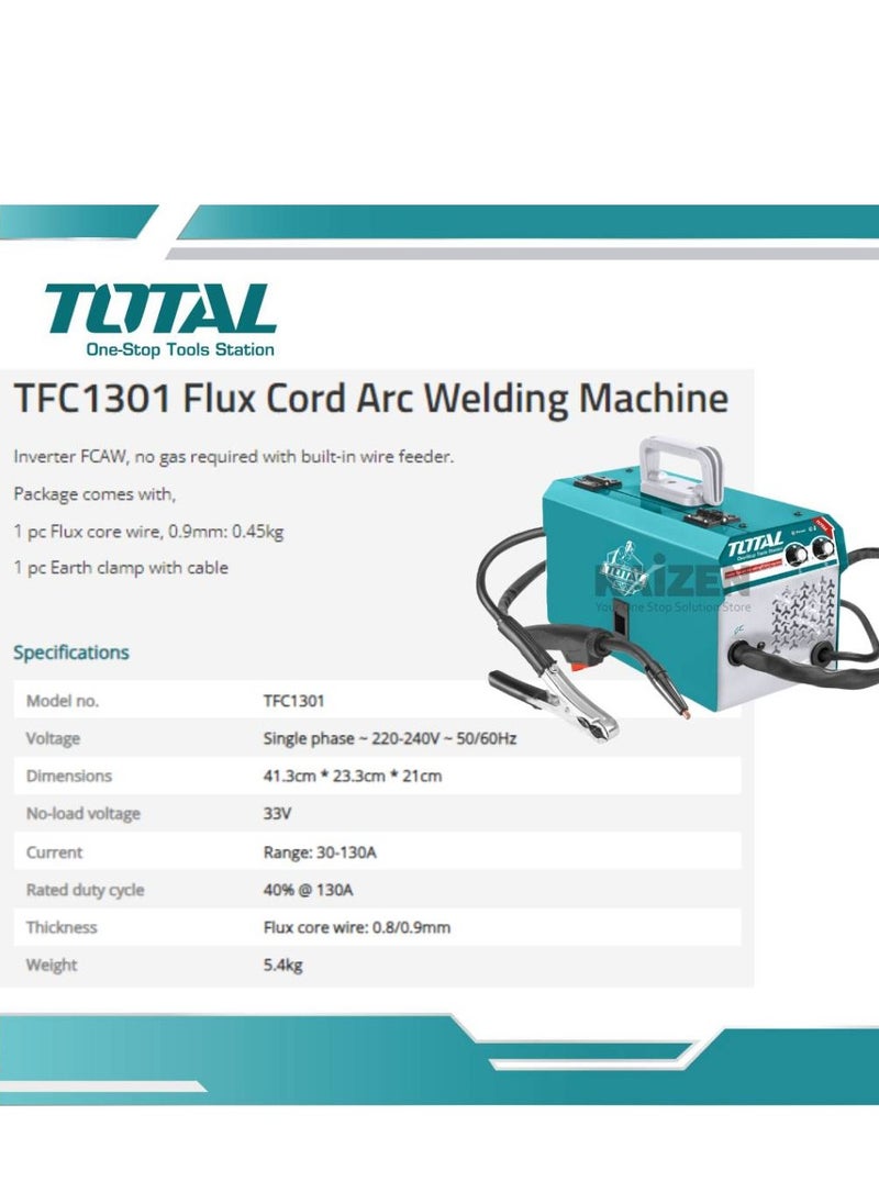 TOTAL Super Total Inverter Flux Cord ARC Welding Machine TFC13012 - Gas-Free FCAW Welder with Built-in Wire Feeder for Home and Professional Use  - Image 2